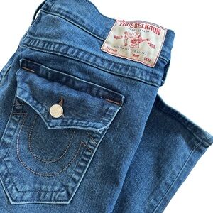 True Religion Rocco Relaxed Skinny Jeans Dark Wash Denim Mens Size 38